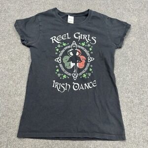 Reel Girls Irish Dance T Shirt Youth Fitted Black Graphic Tee